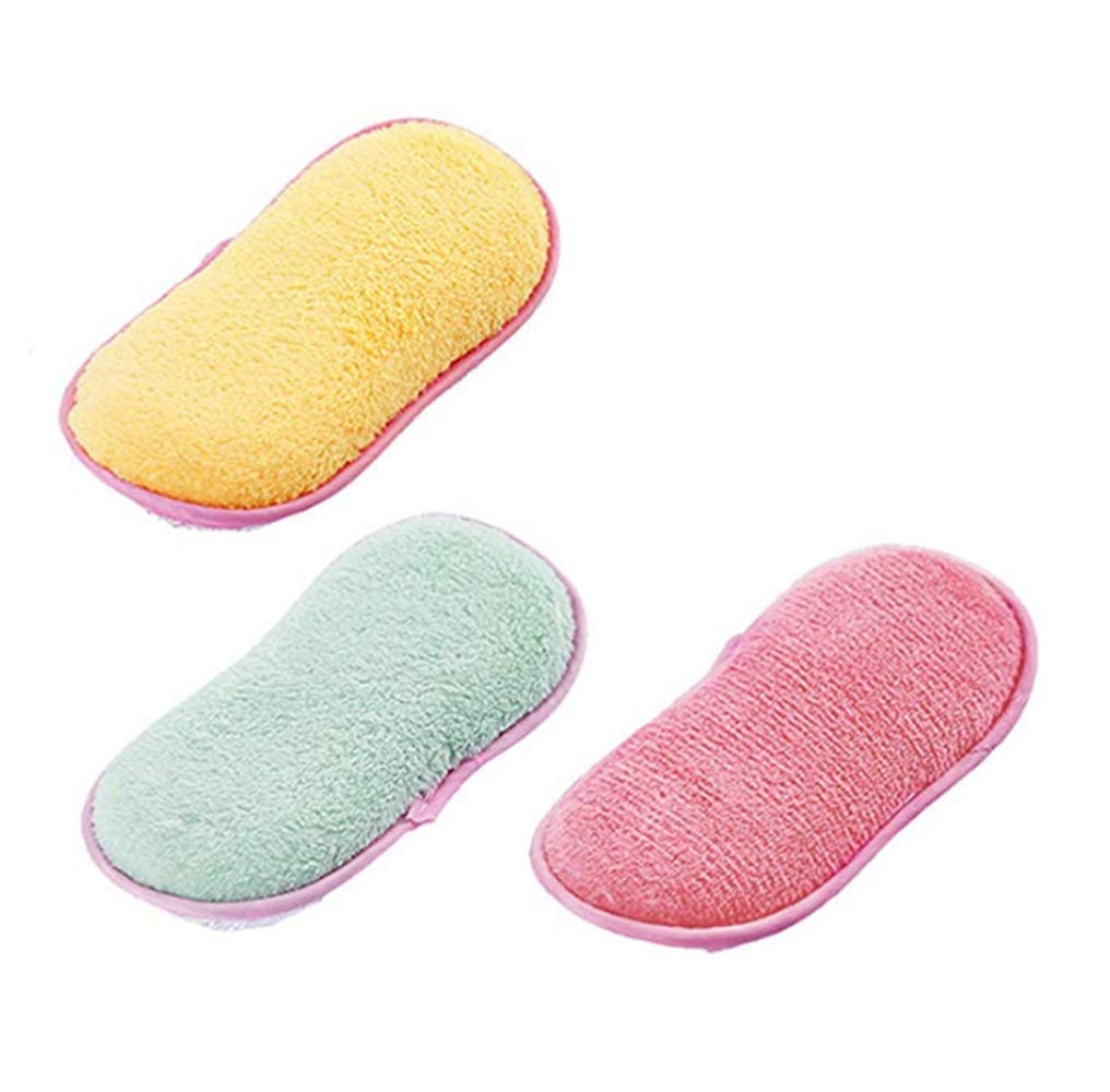 Kitchen Scouring Pad,Double Sided Sponges Scrubbing Dish Scrubber for Pans Pots Bathroom,Pack of 3