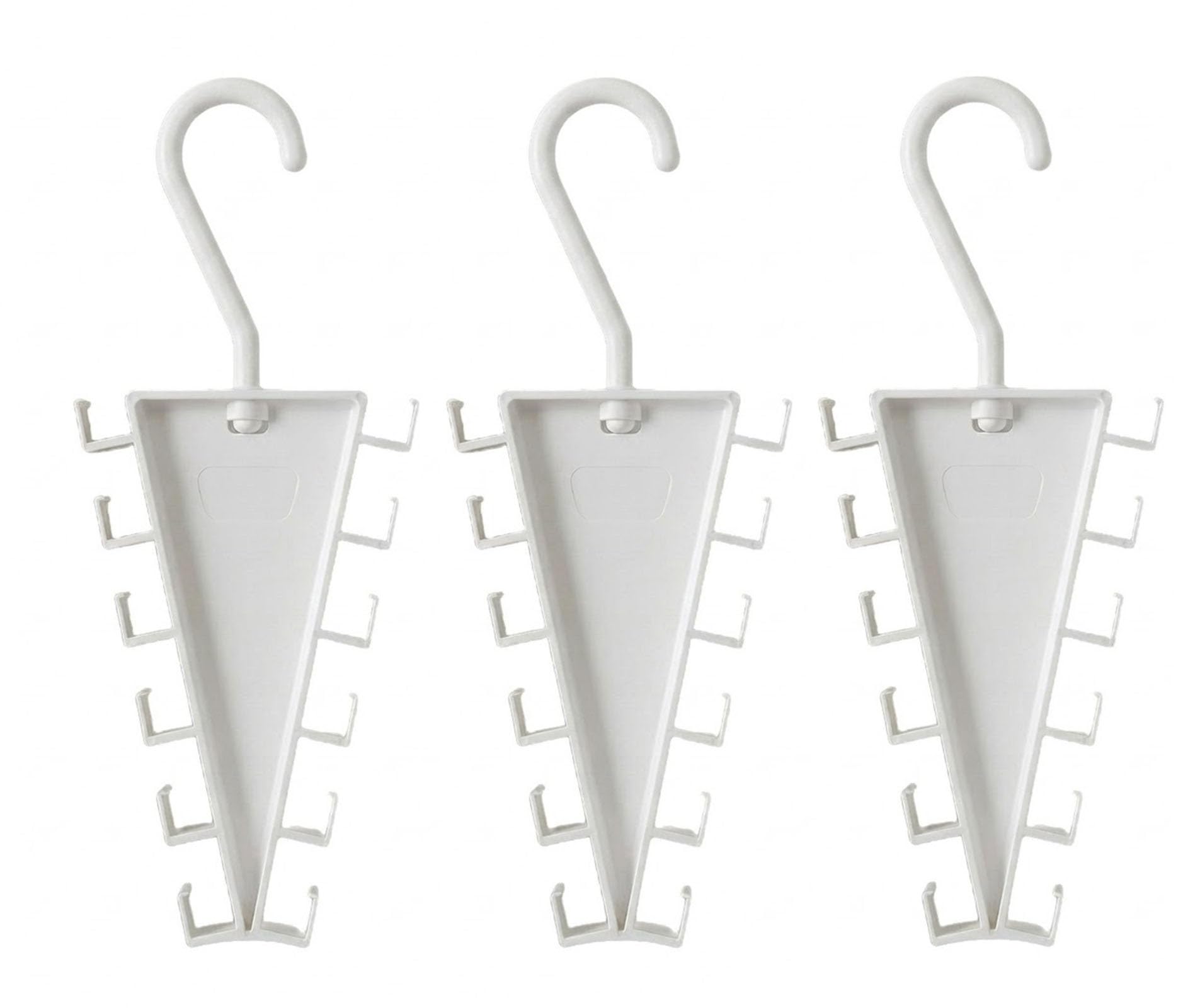 THUCHENYUC V Shaped Double-Sided Closet Organizer Hanger, 360° Rotating Multi-Layer Vertical Storage Rack with 12 Anti-Slip Hooks for Hats Scarves Belts Bags Ties(3pcs)