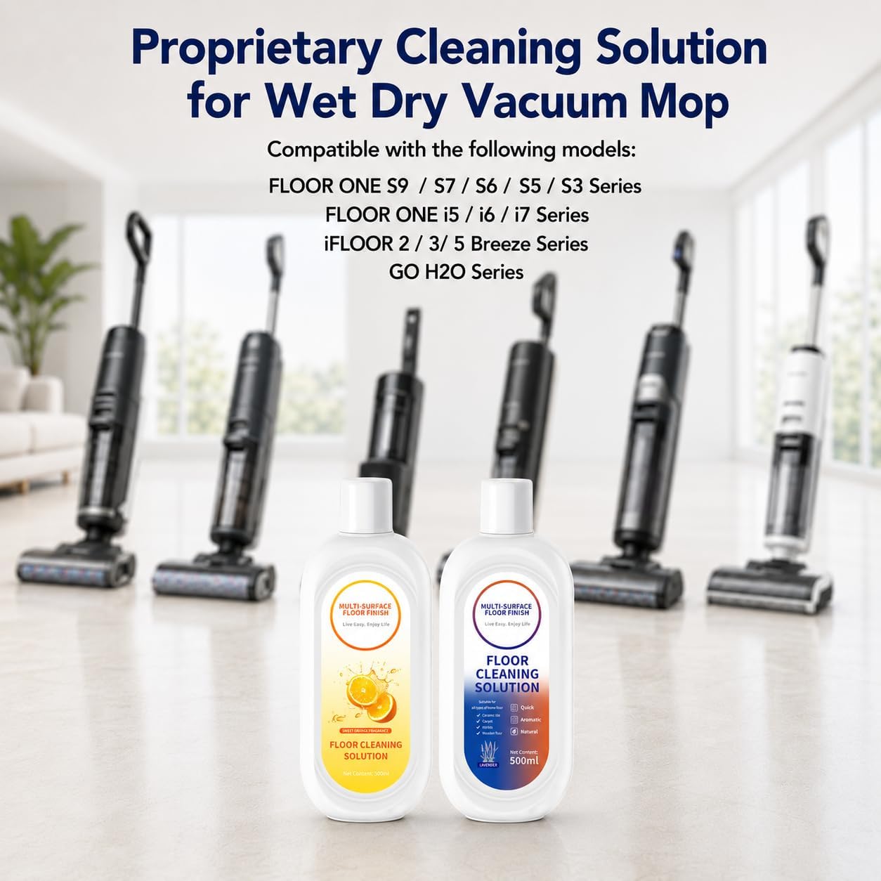 Floor Cleaning Solution Compatible with Tineco Cleaning Solution, Residue & Streak Free, Suitable for All Robot Vacuum Cleaners and Wireless Wet Dry Dual-Use Vacuum Cleaners (Orange+Lavender) image 2