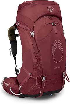 Osprey Aura AG 50L Women's Backpacking Backpack, Red WXS-S