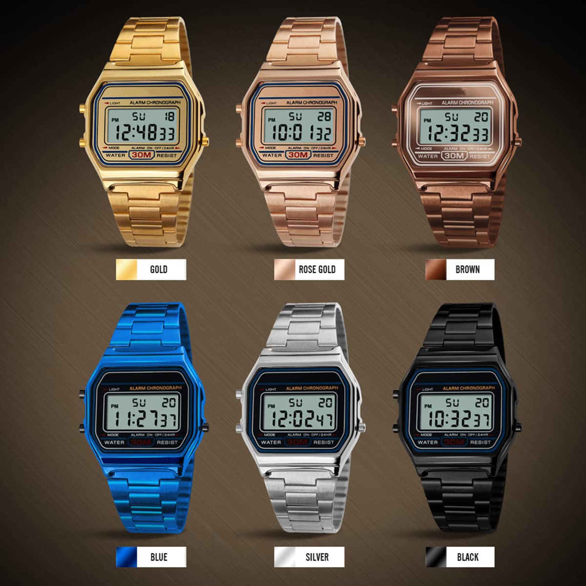 Orologio da polso di lusso di affari 30M impermeabile in acciaio inossidabile orologio sportivo orologio digitale orologio da polso