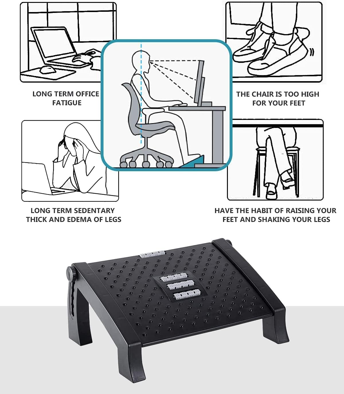 YHK Height Desk, Ergonomic Comfort Home and Office Foot Stool, Black (adjustable) adjustable footrest with surface YHK Height Desk, Ergonomic Comfort Home and Office Foot Stool, Black (adjustable) adjustable footrest with surface