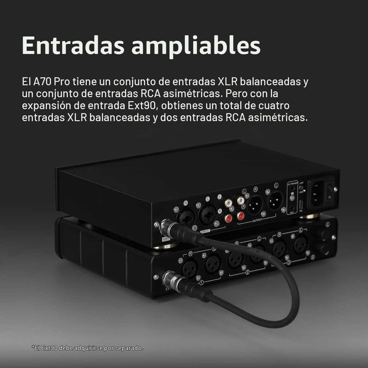 Topping A70 Pro Amplificador de Escritorio para Auriculares y preamplificador (Negro)