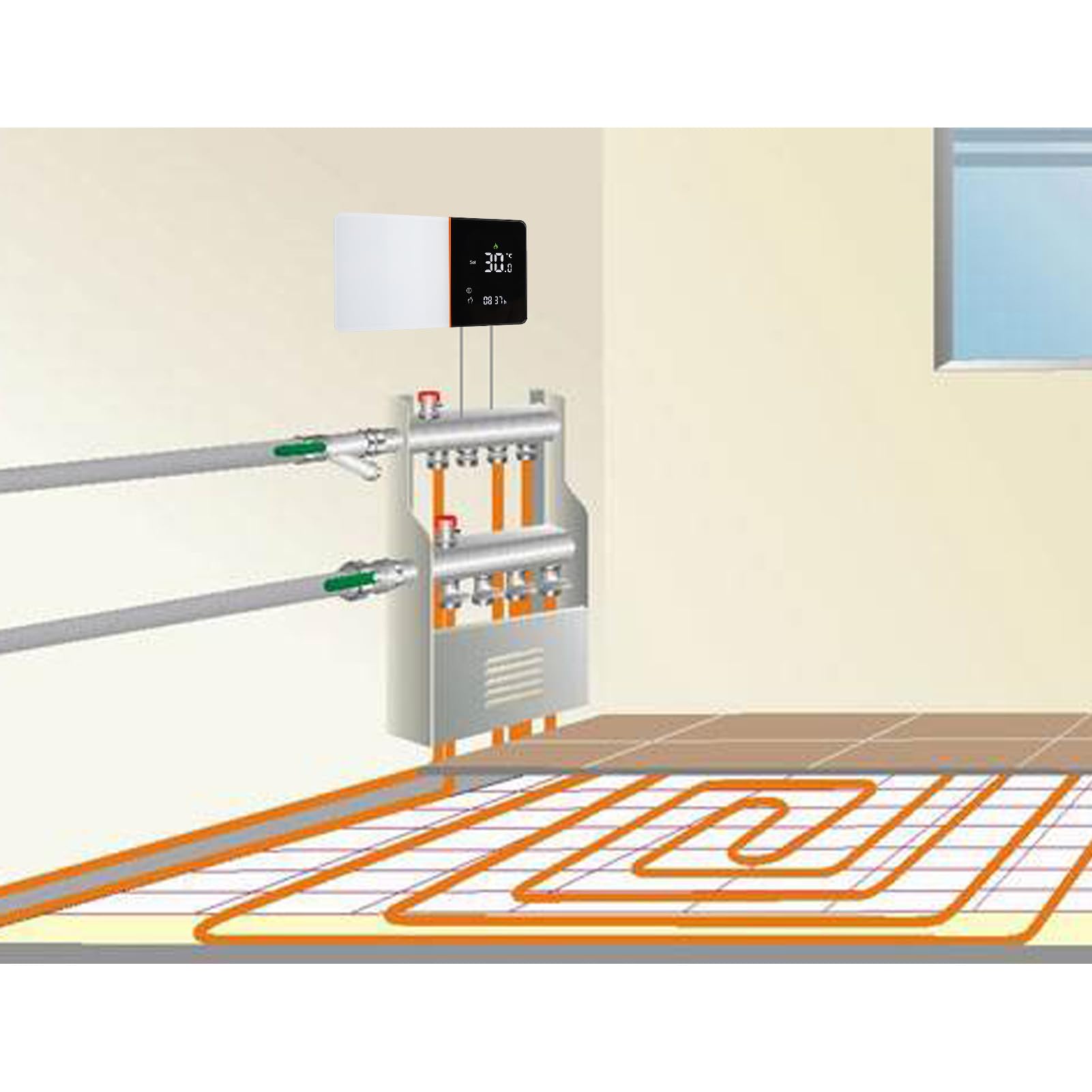 Walfront Termostato Regolatore Intelligente della Temperatura per Riscaldamento a Pavimento Touch Control Schermo LCD Display Digitale per la Casa Acqua 95?240 V 5+1+1 Timer Programmabile, Schermo