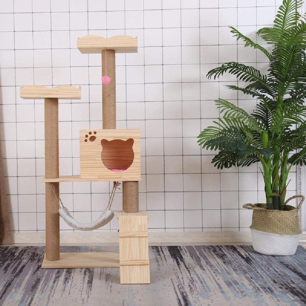 Tiragraffi, Marco De Madera Maciza para Gatos, Rascador para Gatos, Arena para Gatos, Marco De Sisal para Gatos, Multicapa con Bola De Felpa, Árbol para Gatos Stabile Piattaforma
