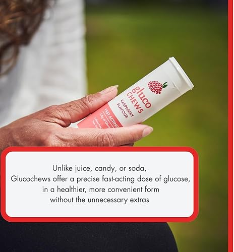 Miniatura 4 de Glucology Glucochews de acción rápida  Tabletas de glucosa  Sabor a frambuesa y naranja  6 tubos de 10 tabletas