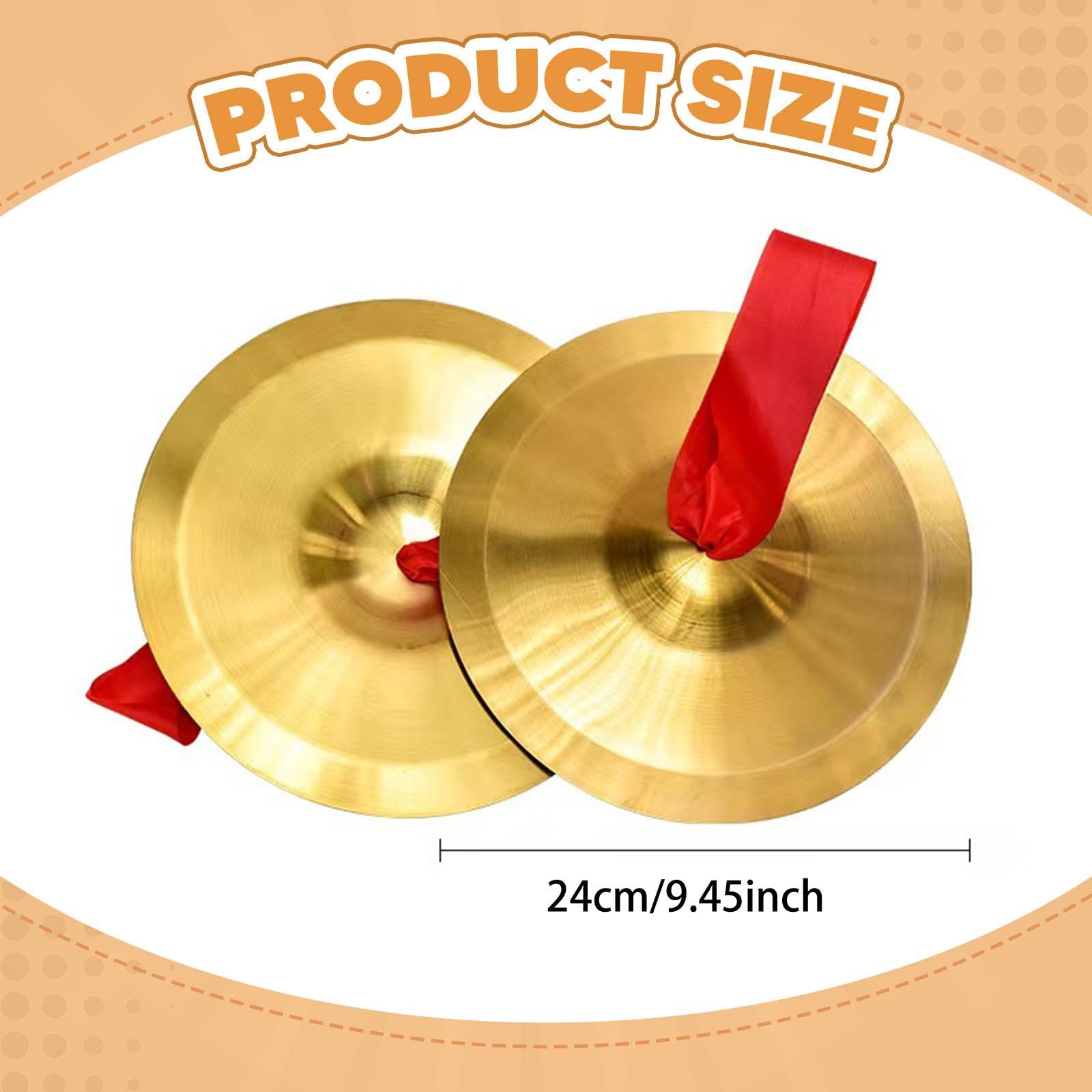 Colcolo Lot de 2 mini cymbales à main, accessoires pédagogiques, son clair, matériel de fête polyvalent, cymbales en cuivre pour instruments de percussion de, 24cm