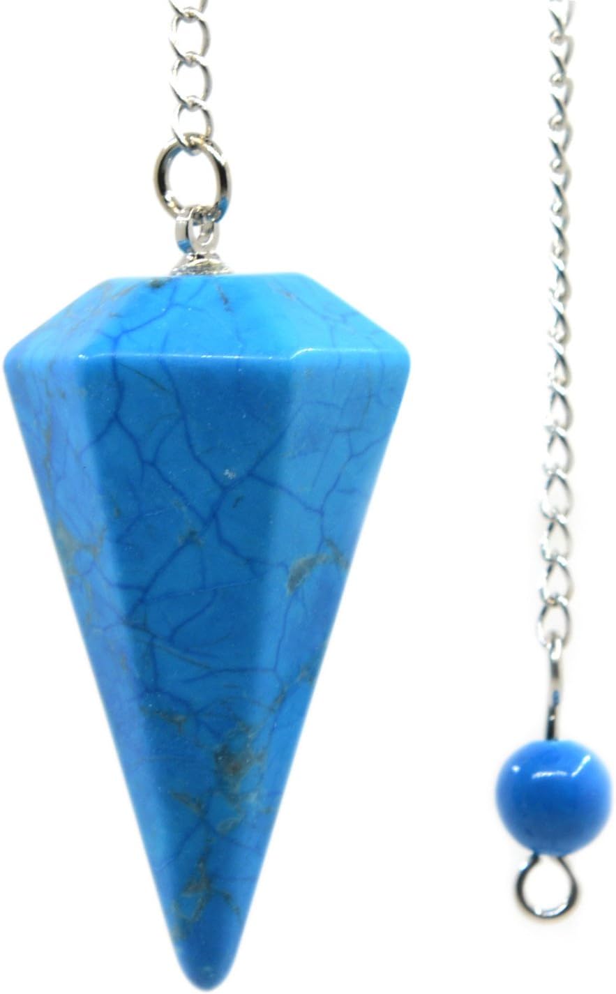 Justinstones Turquoise Howlite Gemstone Hexagonal Pointed Reiki Chakra Pendant Pendulum
