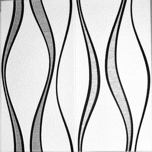 STL Self Adhesive 3D Wall Sticker for Home Décor | Waterproof & Peel and Stick 70 x 77cm Foam Wall Panel | PE Foam Wall Covering, Living Room, Bedroom, Kitchen & Office (Wavy Strip White, Pack of 1) 1