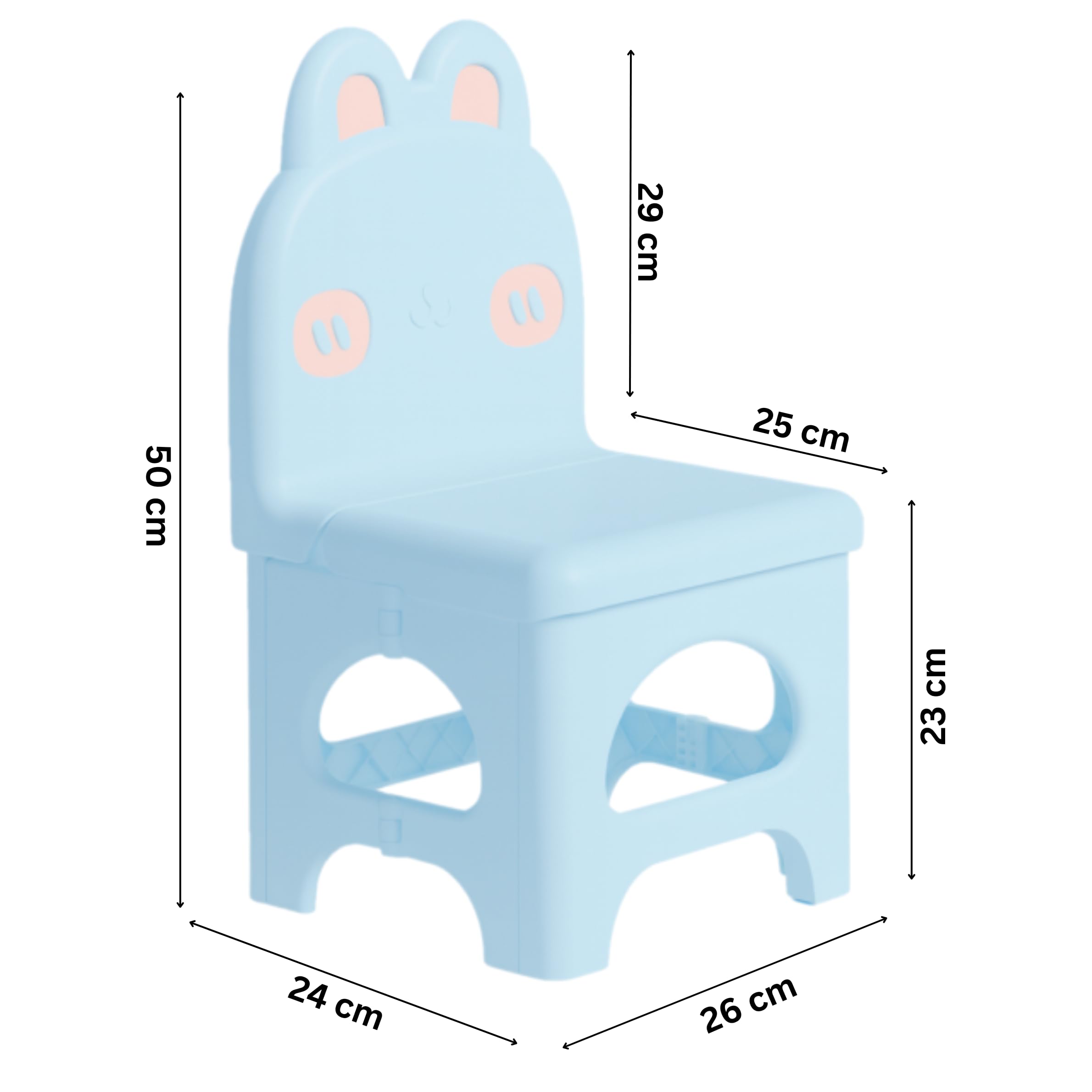Nabhya Plastic Kids Chair with Cute Animal Design β Foldable, Lightweight & Durable Toddler Seating Chair for Playroom, Study, Nursery, Dining and Preschool Use (Blue) 1