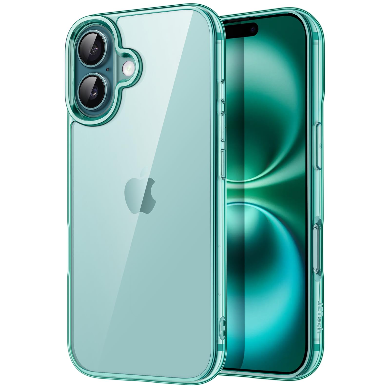 JETech Case for iPhone 16 Plus 6.7-Inch, Non-Yellowing Shockproof Phone Bumper Cover, Anti-Scratch Clear Back (Teal)