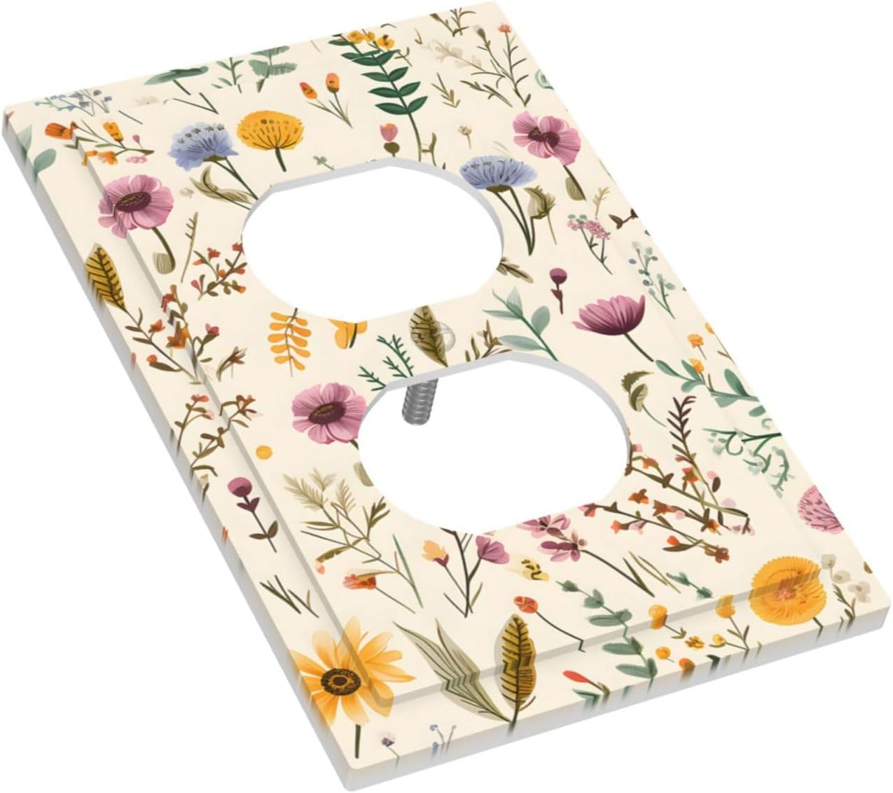 Outlet Covers Warm Color Colorful Flower Plant Yellow Green 1 Gang Duplex Light Switch Cover Plate Decorative Switch Plate Covers Electrical Socket Cover for Bedroom Cabin Decor image 3