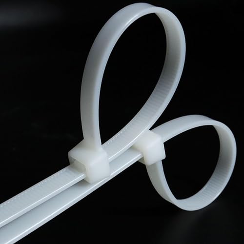 QCSJALM Bridas de cables blancas resistentes de 18 pulgadas (paquete de 50)  Bridas resistentes a los rayos UV para uso en interiores y exteriores,