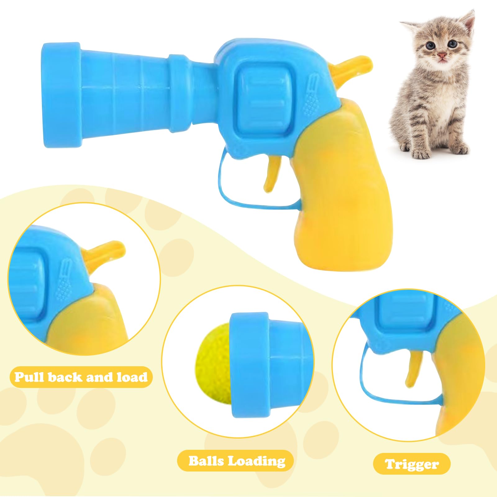 RILYSUN Ball Launcher Toys for Cats Interactive Toys for Cats Pompom Balls with Launcher and Colorful Soft Pompom Balls (20 Balls & 1 Launcher) - Image 4
