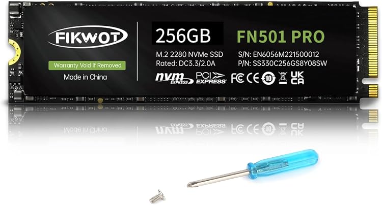 Fikwot FN501 Pro 256GB NVMe SSD M.2 2280 PCIe Gen3 x4 with Graphene Cooling