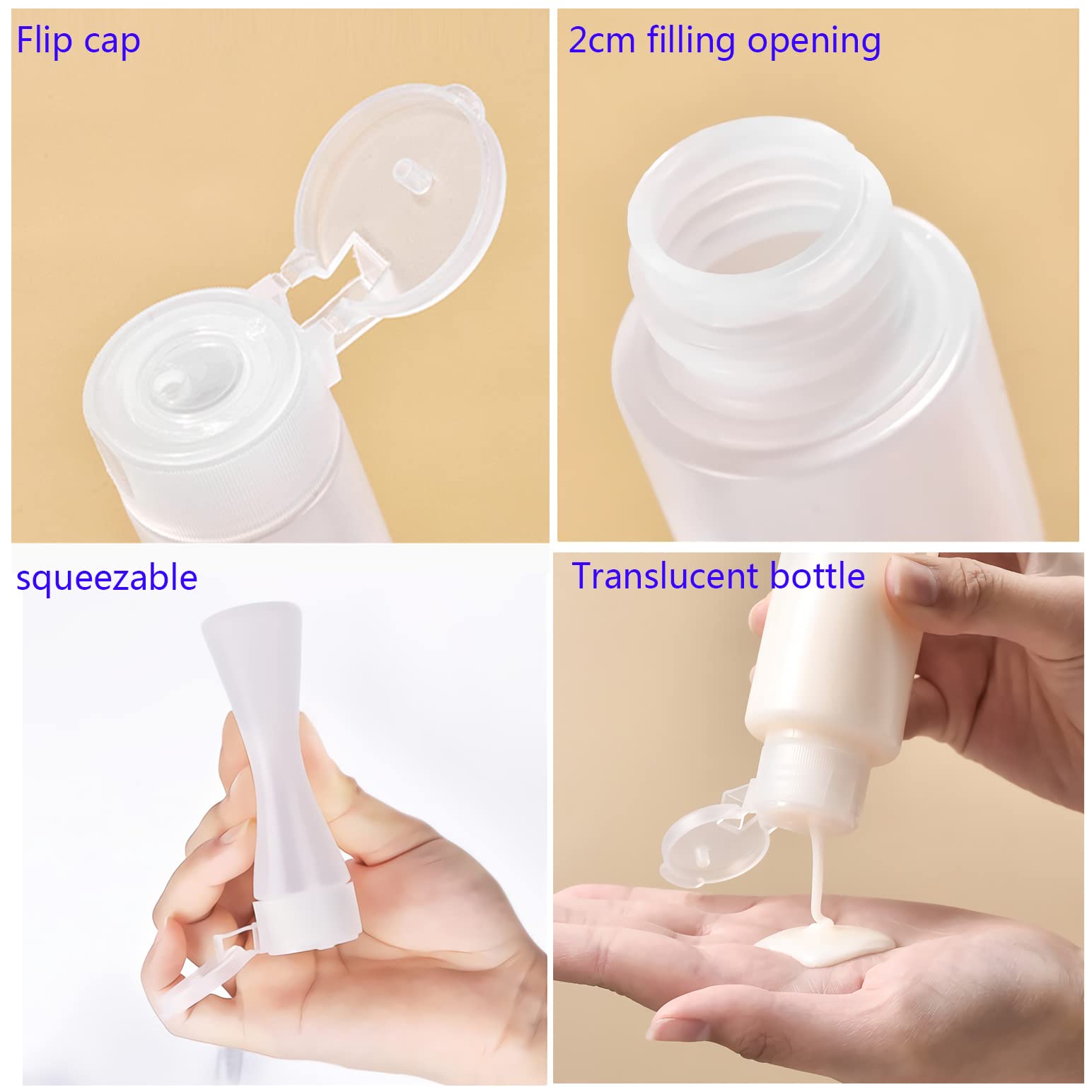 24 Pezzi Flaconi Vuoti di Plastica 400ml, Bottiglie di plastica HPDE con Tappo Flip Top, Flacone Rotonde Dosatore, Contenitori per Cosmetico, Bottiglie da Viaggio