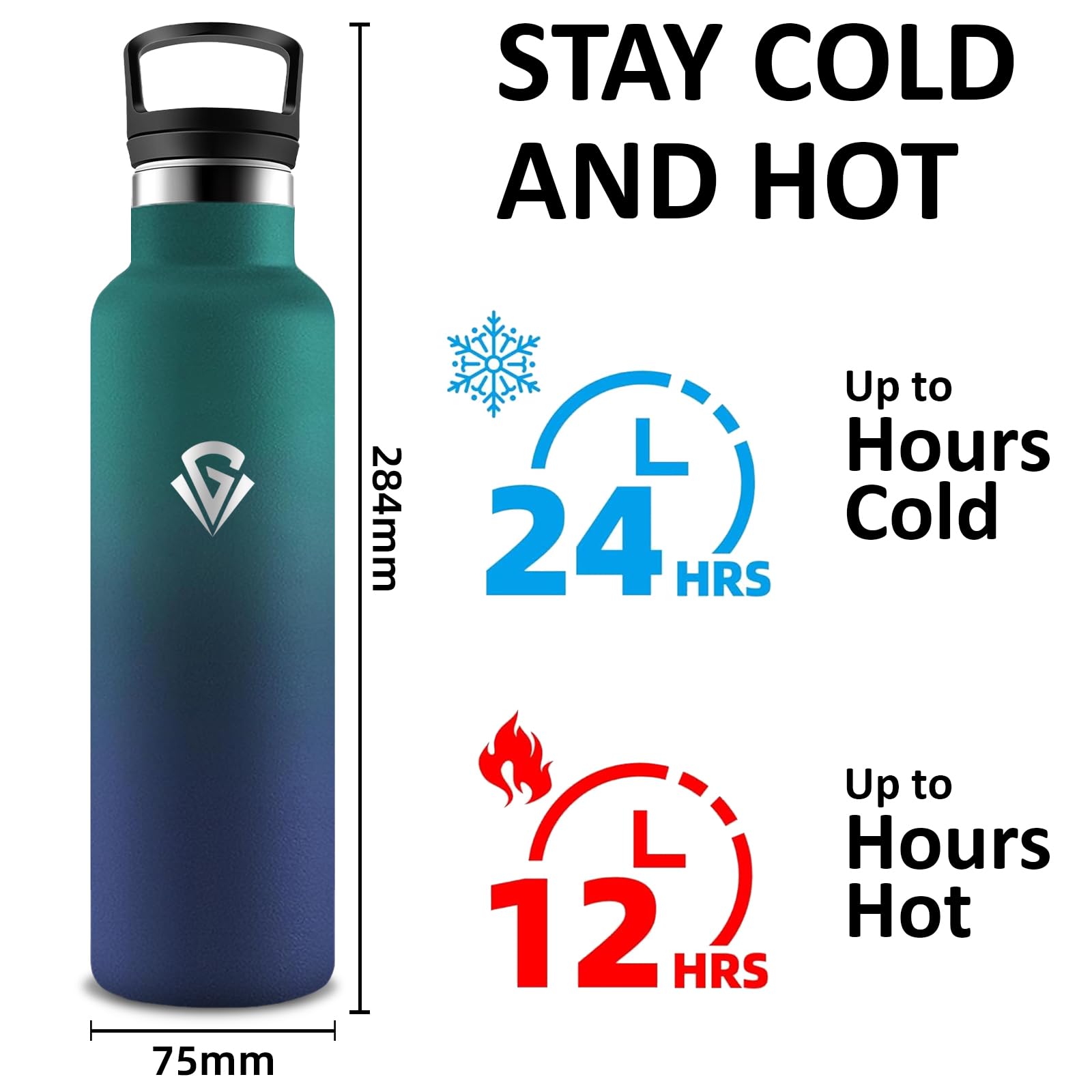 Borraccia Termica 750 ml, Senza BPA, Borraccia con Cannuccia, Bottiglia Termica Senza Perdite, Borracce Termiche, Acciaio Inossidabile 18/8, Borracia Metallo per Viaggio, Palestra, Fitness