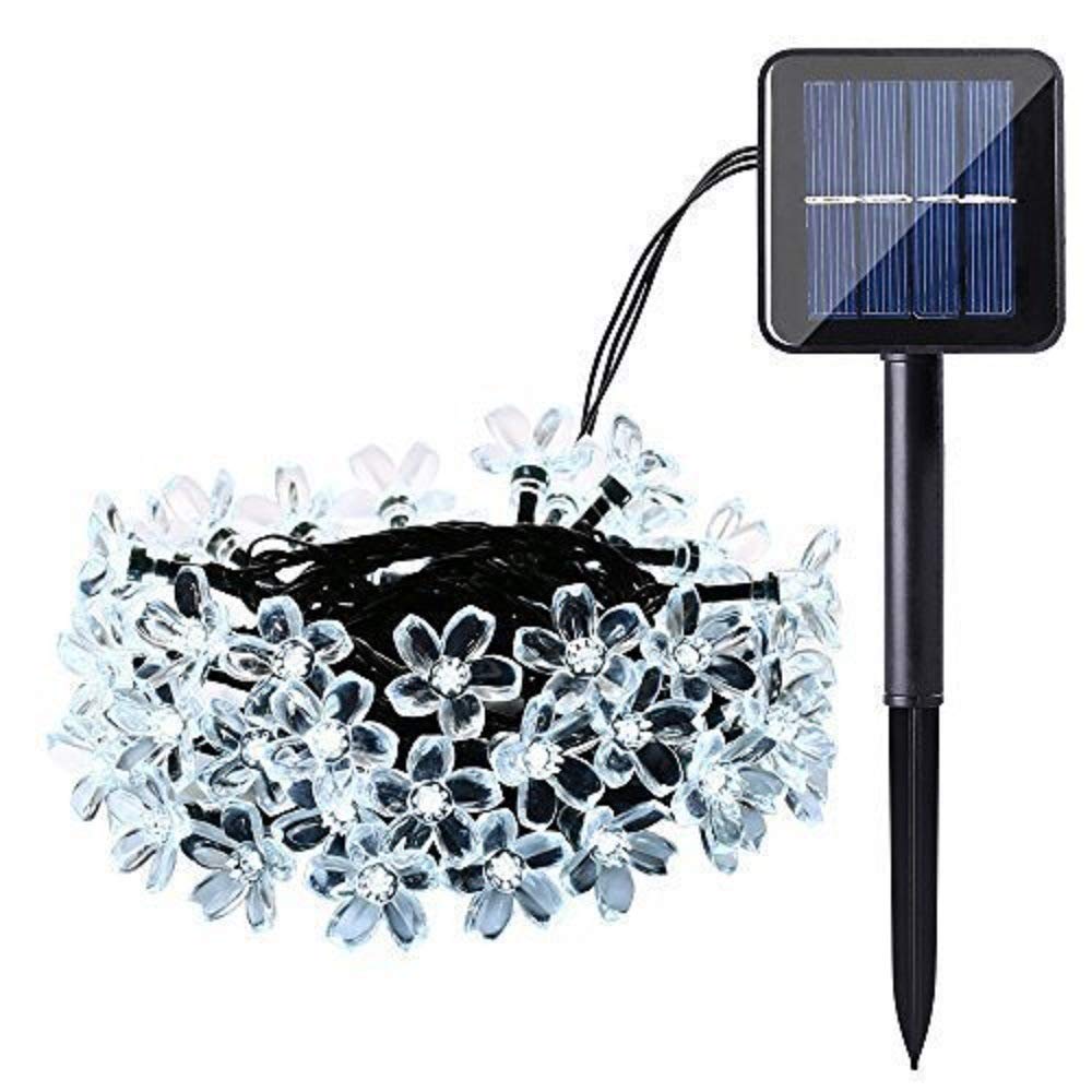 Shhjjpy 5M 20 LED Blossom Solar Powered Fairy Lights Waterproof Outdoor Flower String Lights for Patio, Yard, Tree, Home, Lawn, Gardenswedding, Party Decorations (Warm White)