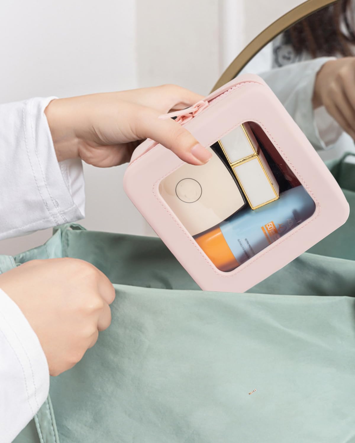 Kleine transparente Make-up-Tasche für Damen, Mini-Silikon-Reise-Kosmetiktasche, wasserdicht, transparent, Make-up-Tasche mit Reißverschluss, niedliche Kulturbeutel für Reisen, Auto-Organizer,
