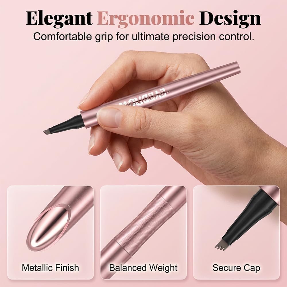 Microblading Eyebrow Pen with 4-Point Tip, Waterproof Natural Brow Makeup