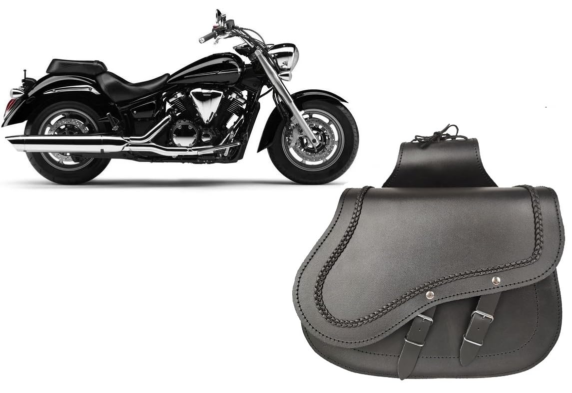 WinNet Borse Laterali da Moto Rigide in Pelle a Bisaccia valigie Custom compatibili con Yamaha Dragstar 650 1300