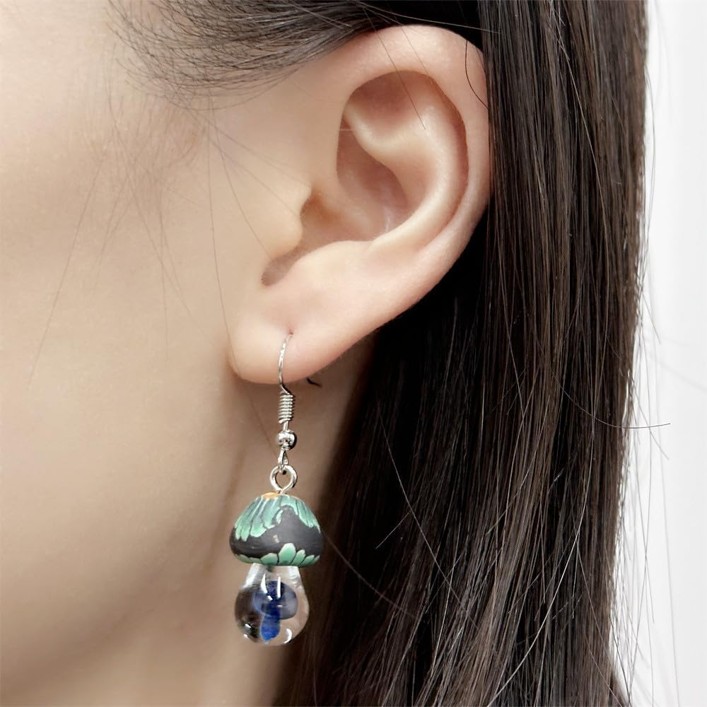 Cute 3D Mushroom Dangle Earrings for Women Girls Hypoallergenic Lovely Acrylic Resin Woodland Theme Charms Drop Dangling Fish Hook Stud Earrings Funny Weird Holiday Party Dress Accessories Jewelry Gifts - Image 4
