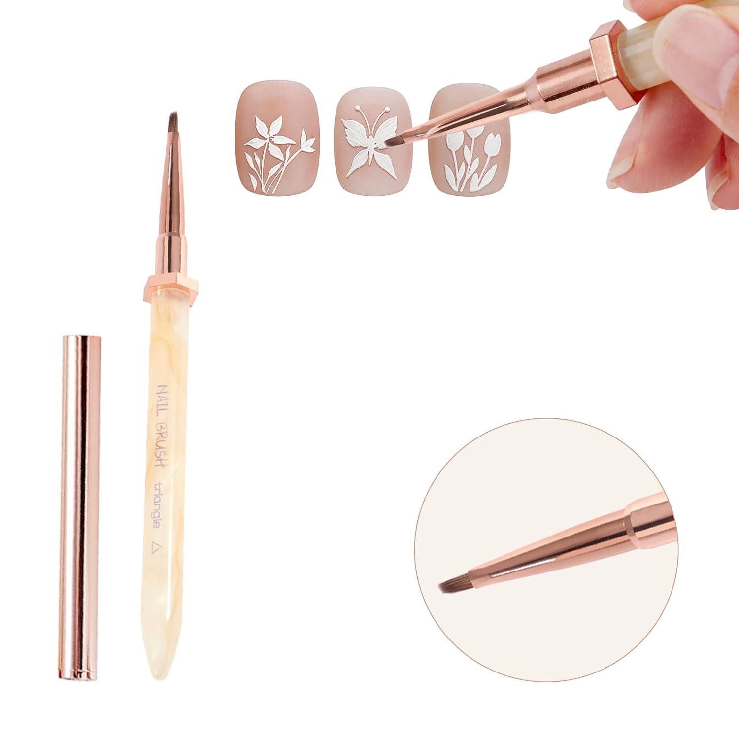 Triangle Nail Art Brush for Butterfly Wings & Floral Petal Designs, Precision Painting Tool Nail Design Brushes Manicure Brushes for Acrylic Nails