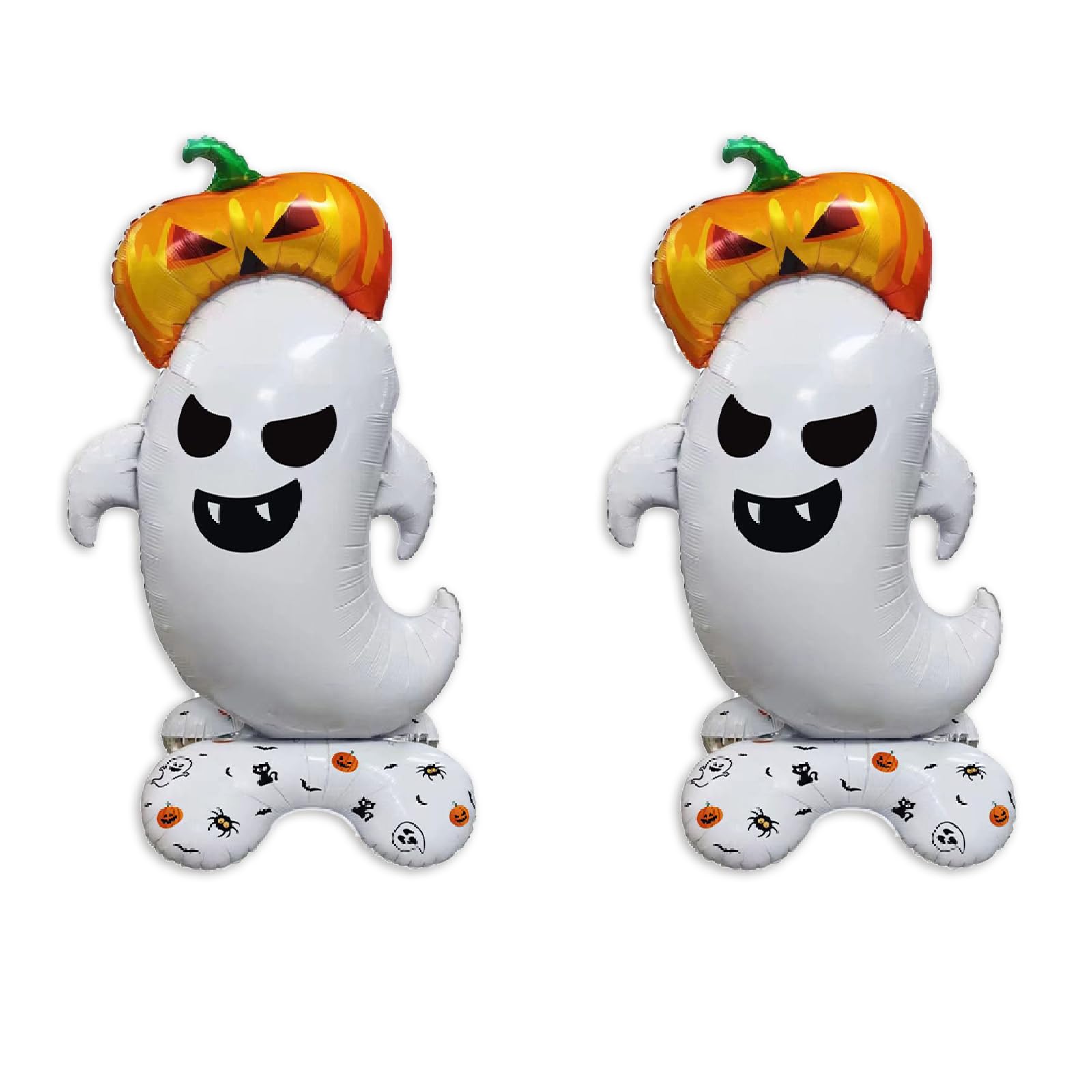 Halloween Jumbie Pumpkins Balloons Standing Balloons Skeleton Scary Balloon with Base Balloon for Foil Halloween Birthday Horror Spooky Party Decorationes Supplies 2PCS (27.5 * 47.24?in?)