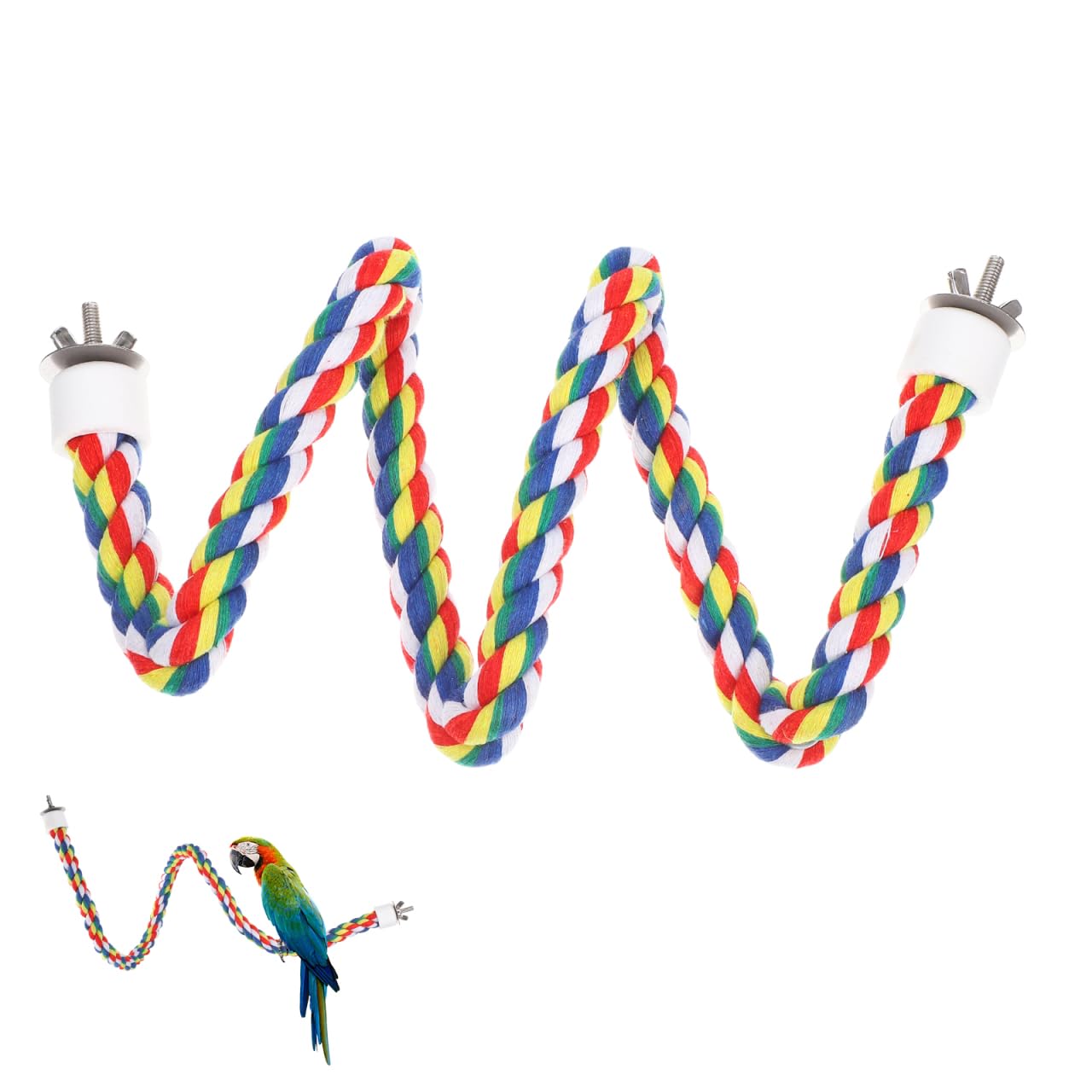 iplusmile Parrot Rope Perch 31.5 Inch Durable Cotton Climbing Toy for Birds Cage Chew Toy for Large Parrots Budgies Cockatiels and Conures Stress