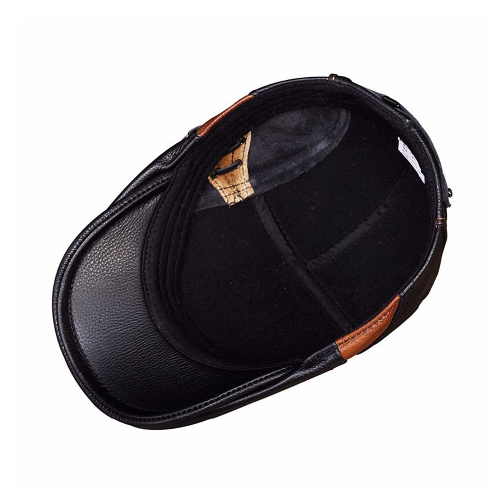Sp-Ring Uomo Reale Cuoio in Pelle di Mucca Cappuccio Cappello Marca Marca in Vera Pelle Baseball Gatsby Cappelli Newsboy berret Cappelli(Noir,XX-Large)