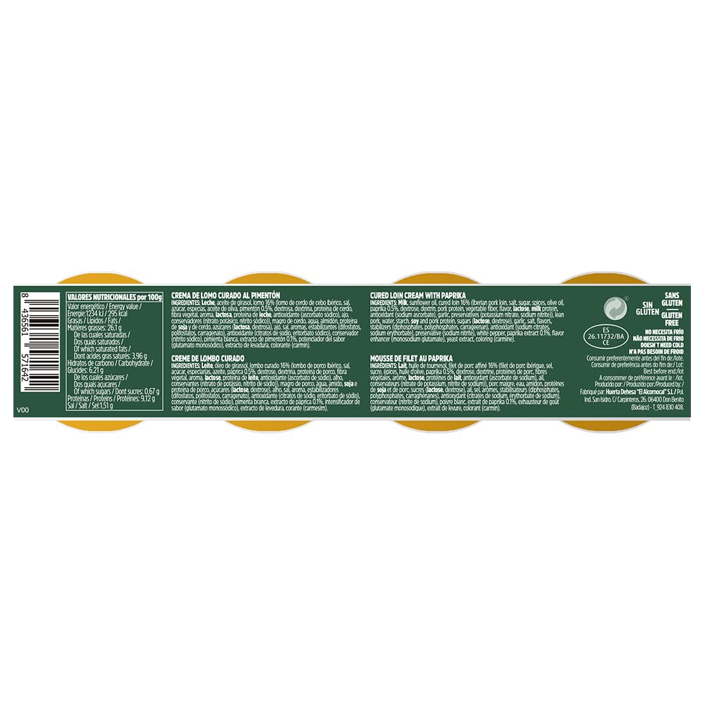 Iberitos - Crema de Lomo al Pimentón - Ideal para Untar Tostadas, Pan y Crackers - Ingredientes Selectos - Sin Gluten - Producto Fabricado en España - 16 Packs de 4 x 23 Gramos