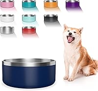 Wenbokmin 40oz Stainless Steel Dog Bowl - Non-Slip Quiet Silicone Bottom, Dishwasher Safe, Easy Clean for Dogs Cats Blue