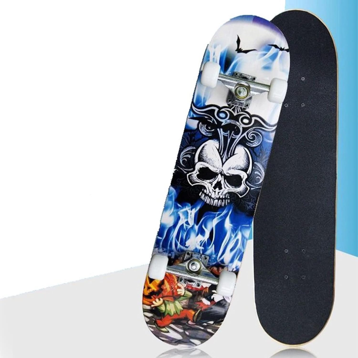 Skateboard 7-Layer Canadian Maple Double Kick Deck Skateboard for Children from 5-8 Years Teenagers and Adults Skateboard Complete Board Professional Board for Children Teenagers and Adults