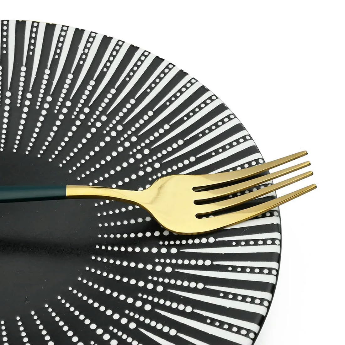 Juego de vajilla de Acero Inoxidable de 24 Piezas, Juego de Cubiertos de Cocina de Color Verde y Dorado, Juego de Cubiertos con Cuchillo, Tenedor y Cuchara, Juego de Cubiertos Occidentales