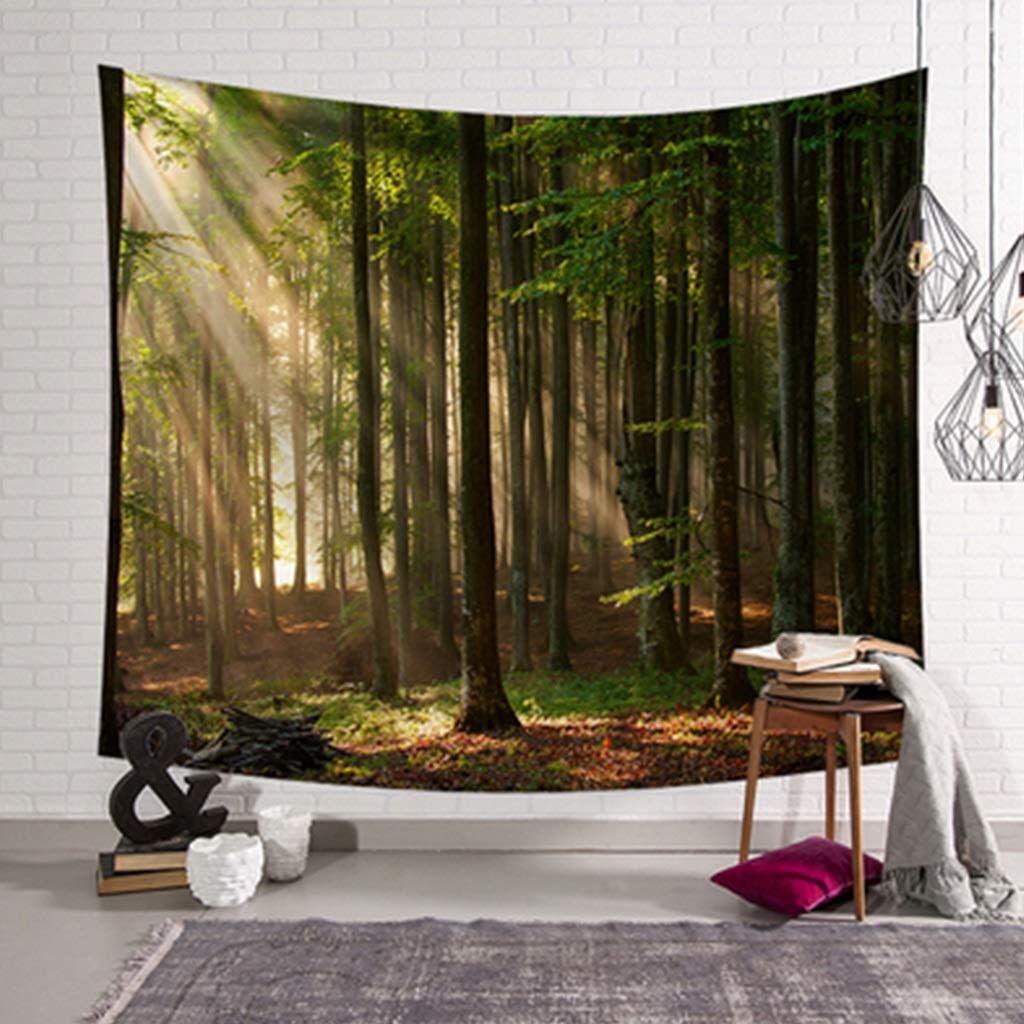 FFLSDR Wall Cloth Forest Background Cloth Ins Hang Hang Tapestry Bedroom Room Photo Dormitory Renovation Decoration Cloth (Color : A, Size : 37.4X28.7in)