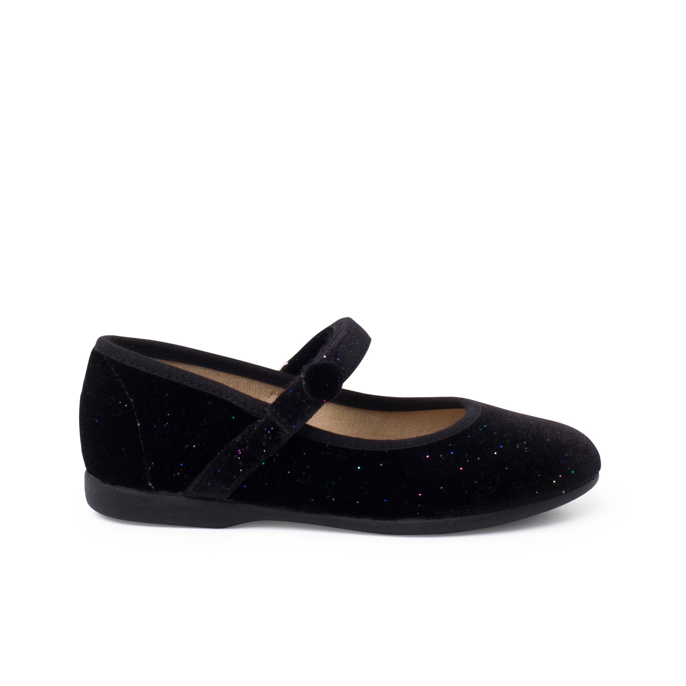 Pisamonas Merceditas niña Terciopelo Brillo botón Talla 27 en Color Negro