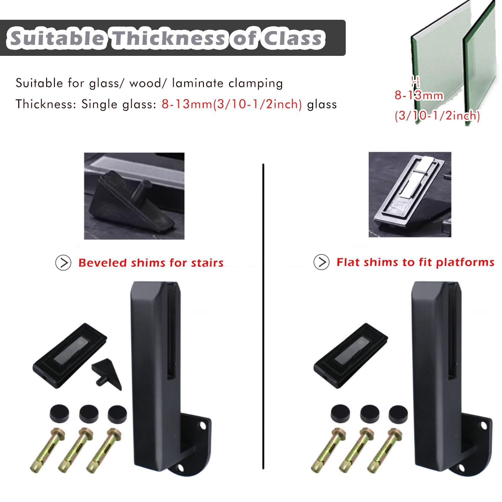 Ringhiera in Vetro Morsetto Anteriore Con Rubinetto Distanziatore Per Ringhiera In Vetro Per Balcone, 1-20 Pezzi Morsetti Per Recinzione Per Piscina Quadrati Con Raccordi Per Uso Su Scale/piattaforme,