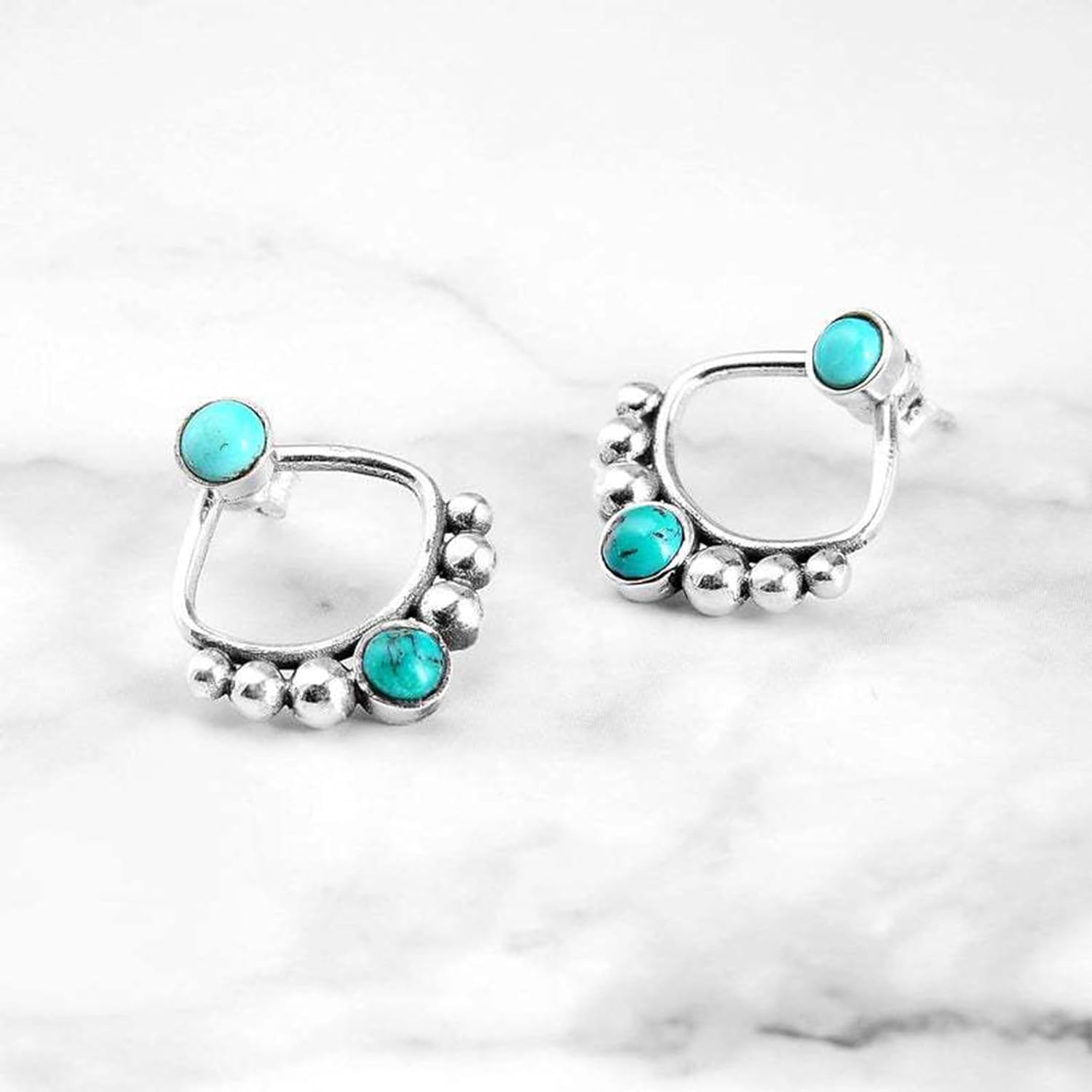 Western Jewelry Turquoise Earrings for Women Silver Western Earrings Country Concert Outfits for Women Cowboy Chic Rodeo Outfit Shirts Dress Accessories - Image 5