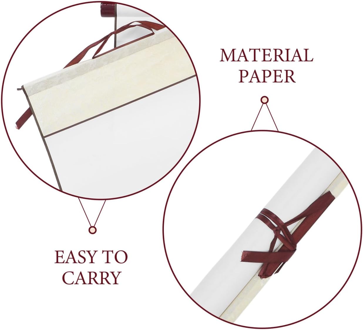 EXCEART Chinese Calligraphy Scroll 3pcs Blank Rice Paper Scrolls Painting Supply for Calligraphy Drawing Handmade White Four Feet Scrolls