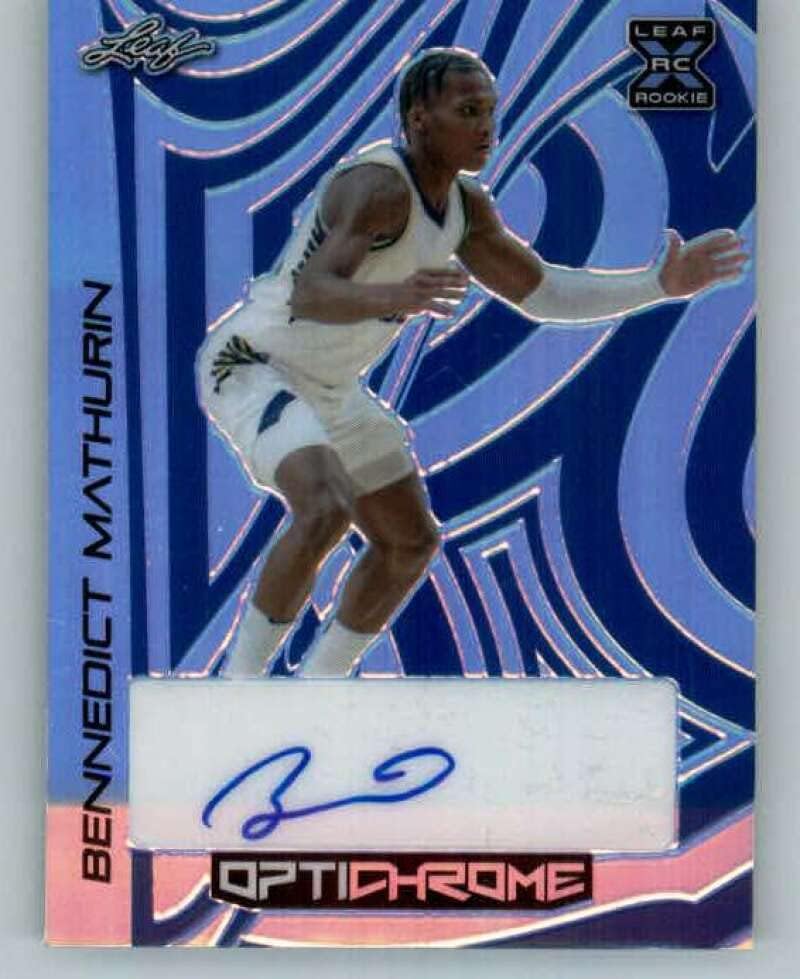 2022-23 Leaf Optichrome Prismatic Autographs Blue #BA-BM1 Bennedict Mathurin RC Rookie AUTO 8/10 Basketball Trading Card