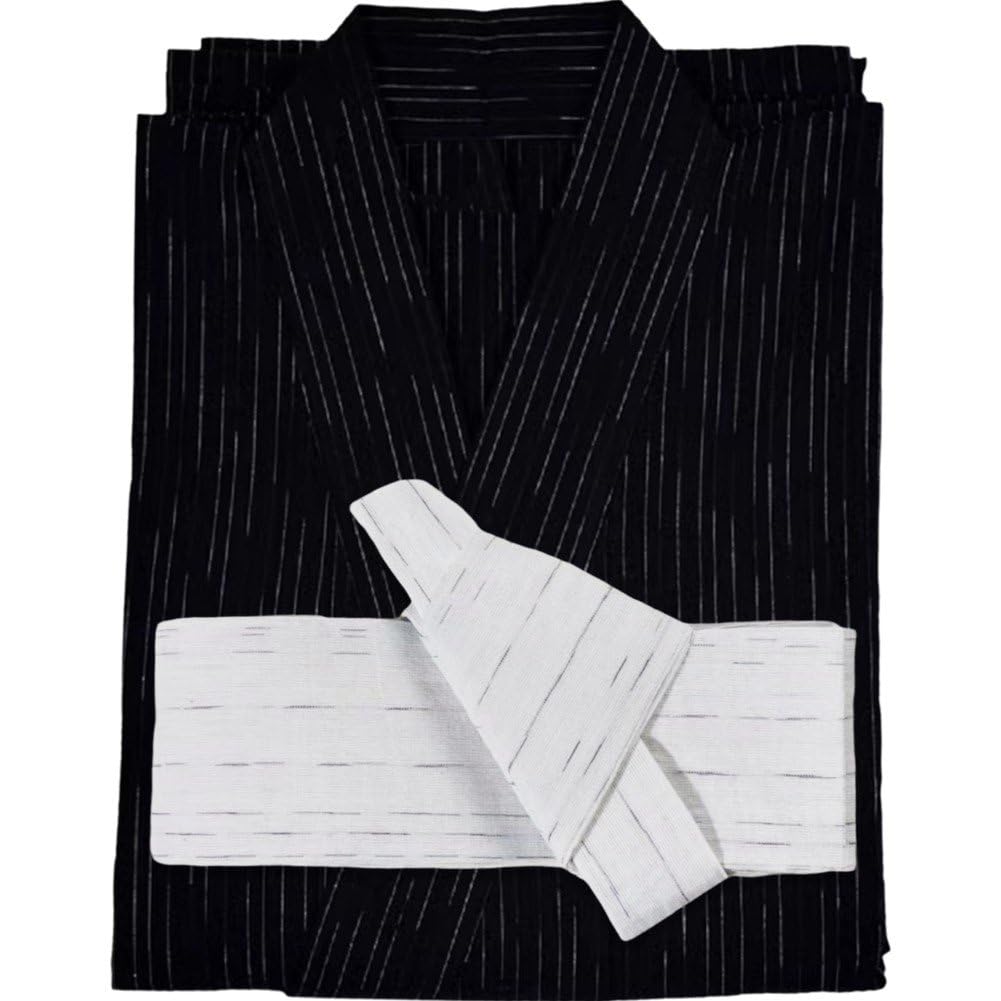 Casiler Men's Style4 Japanese Traditional Yukata Kimono Long Yukata Loose Bathing Robe With Belt For Home Sauna Cosplay