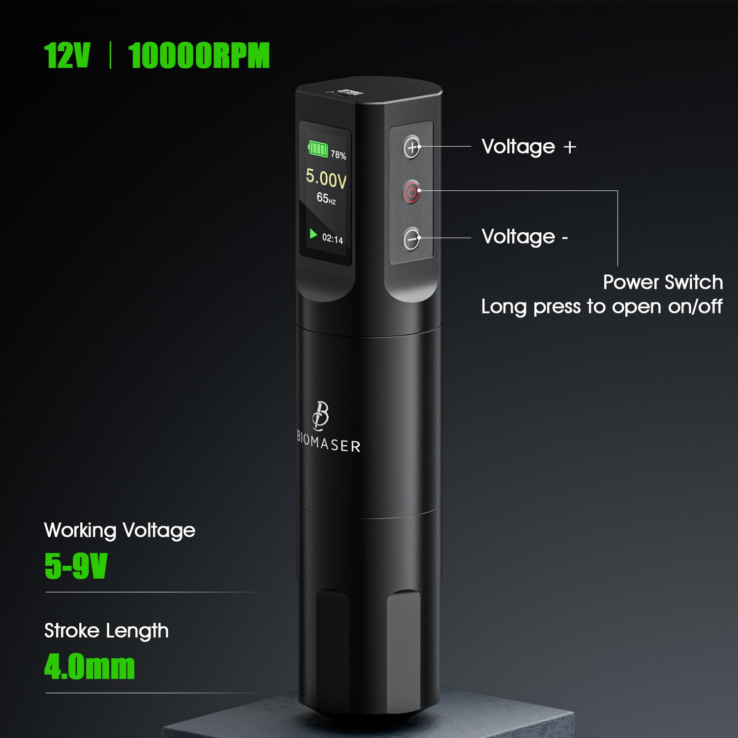 Máquina Rotativa Inalámbrica Biomaser con Juego Completo, 2 Baterías de 1600 mAh, 20 Agujas, 11 Botellas de Tinta para Artistas Profesionales y Principiantes