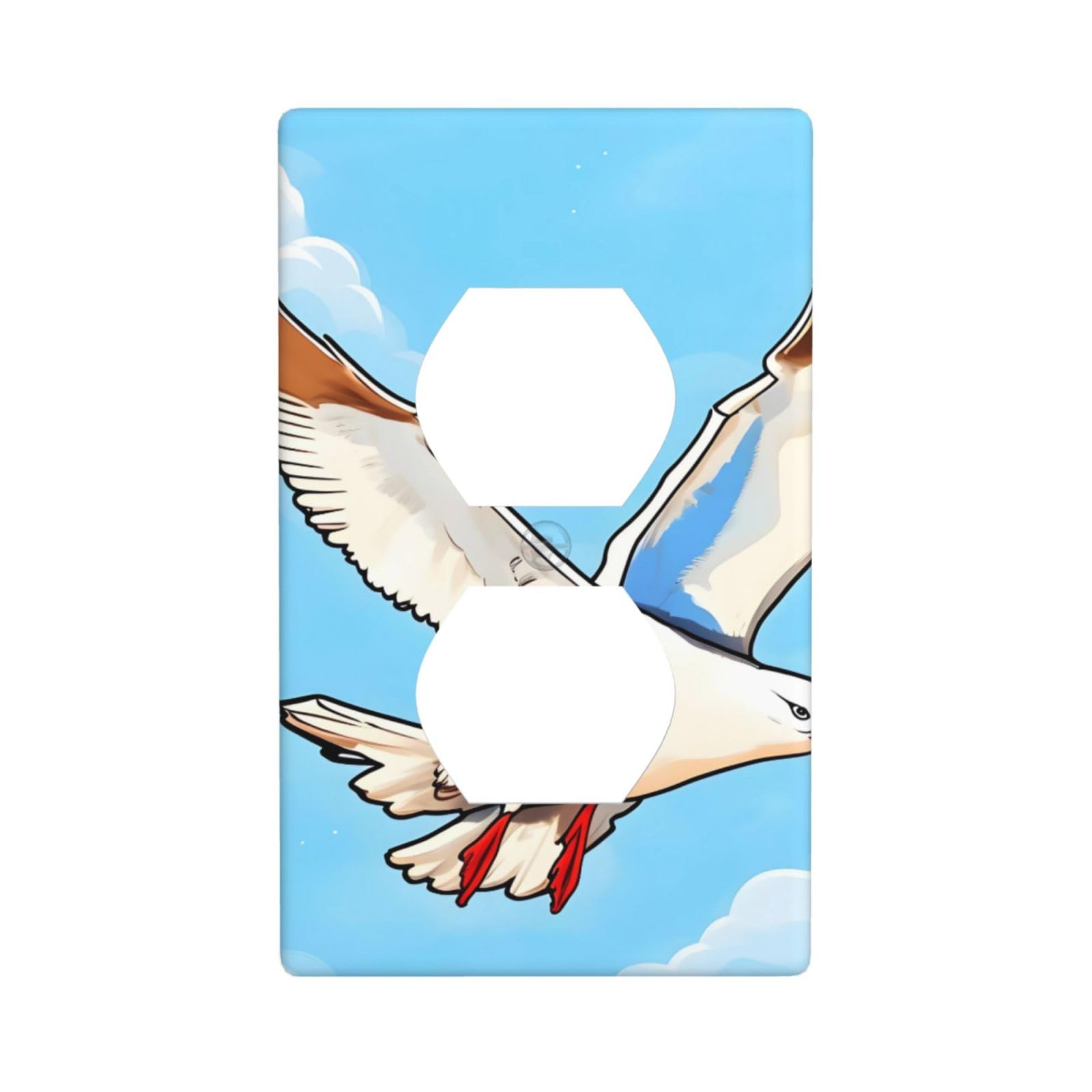 Cntdbu White Flying Seagulls Unbreakable Polycarbonate Switch Plate-1 Gang Screwless Wall Plate For Home Office