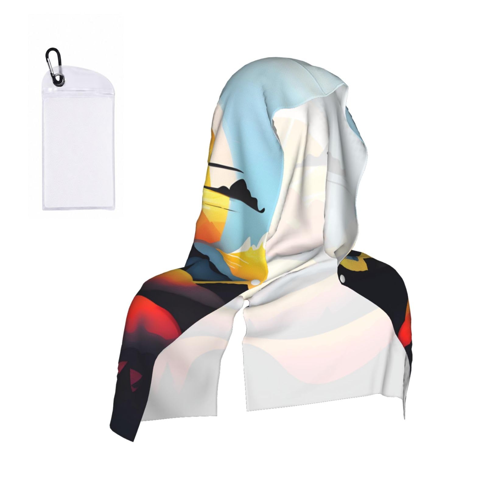 CNTDBU Sunrise Mountain Cooling Towel Hooded-Instant Chill Neck Cover for Sports, UV Cooling Rag for Running Gym