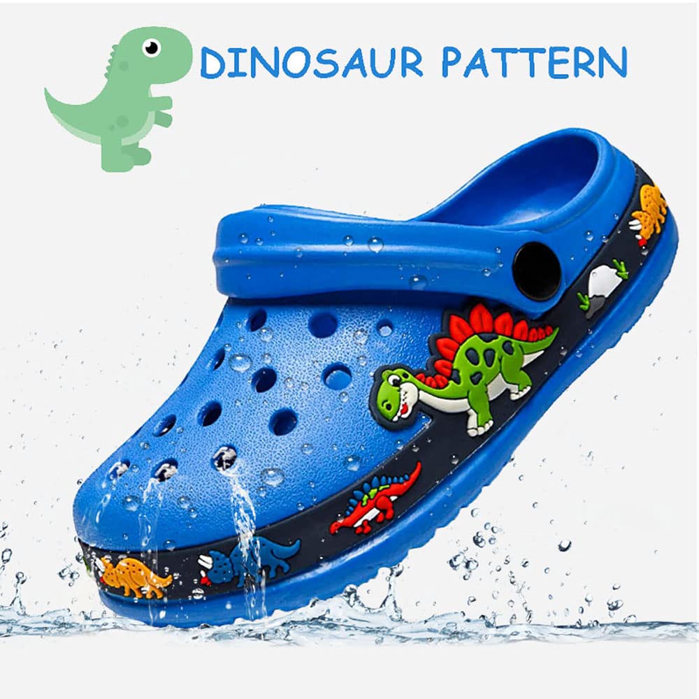 DRECAGE Unisex Kinder Clogs Pantoffeln Dinosaurier Gr.24-33 EU, Eva Gartenclogs Gummi Badeschuhe Hausschuhe für Jungen Mädchen