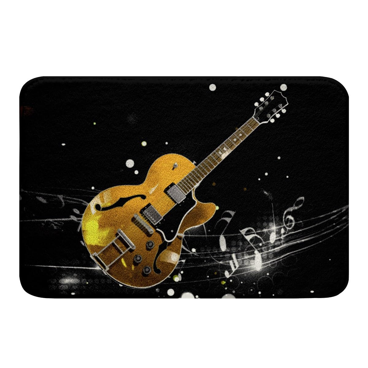 Yellow Guitar Bath Mats for Bathroom,Electric Guitar Bathroom Mats Rugs Rock Music Theme Machine Washable Rug Carpets Floor Mat Bathroom Decorations