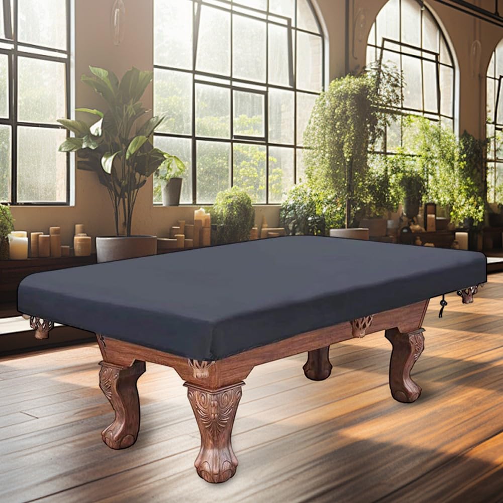 Housse de table de billard imperméable pour billard avec construction en polyester durable et cordon de serrage réglable - Protection durable - Noir - 2,1 m