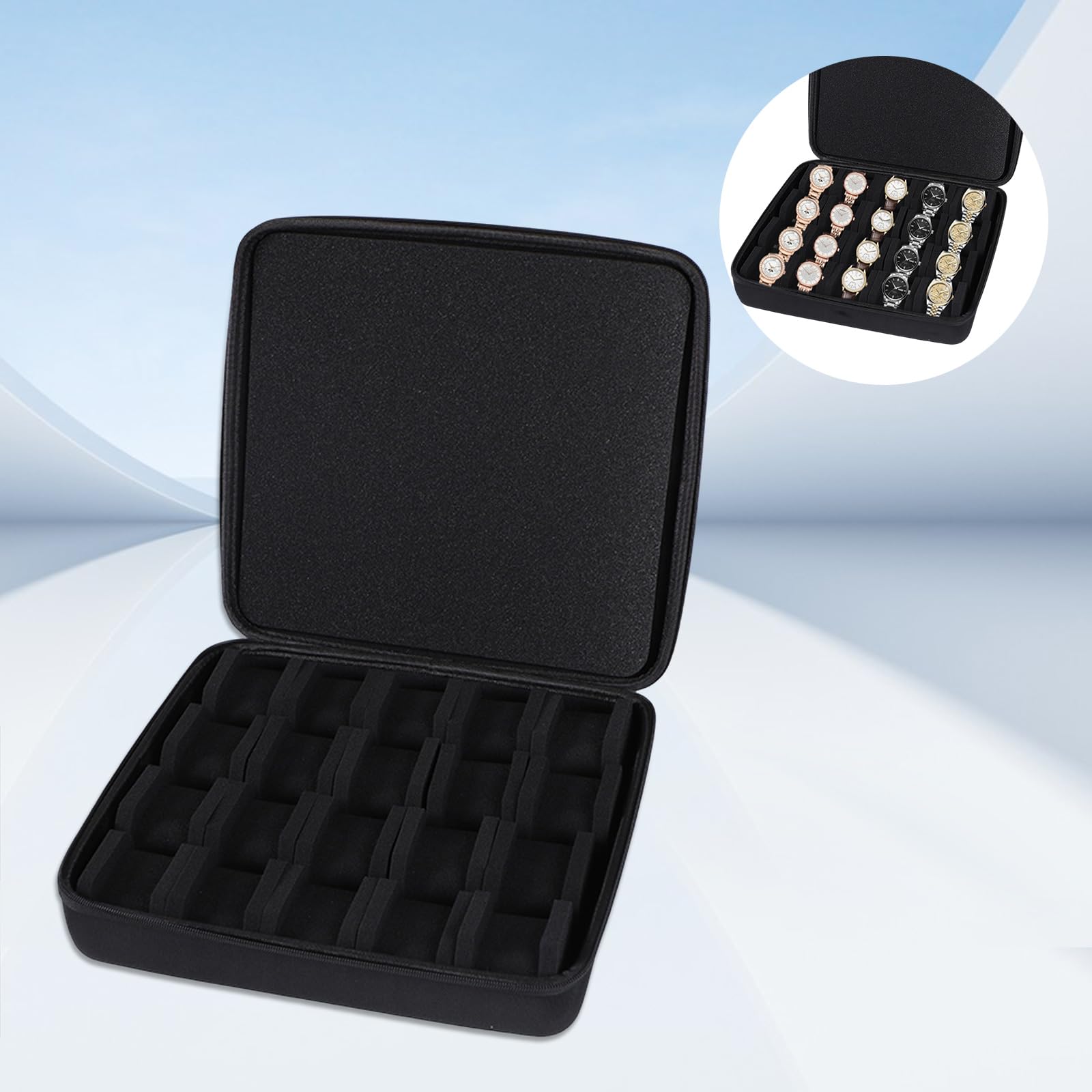 Caja protectora de almacenamiento con 20 ranuras para pulsera, joyas, relojes, objetos pequeños, organizadores de dispositivos, uso diario, viajes, organizadores de relojes para coleccionistas