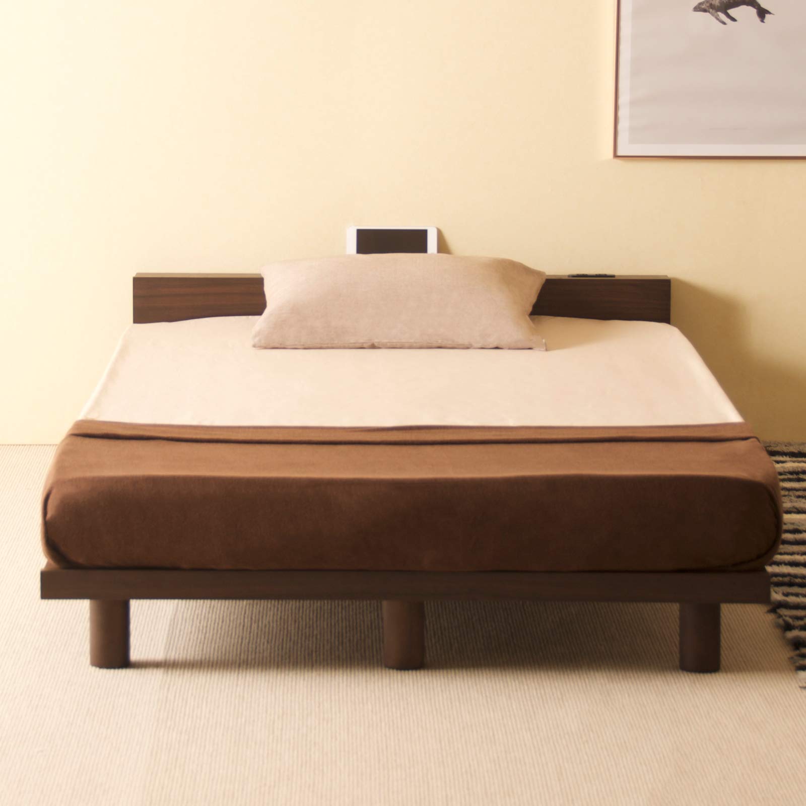 Mjuk ミューク　ダブルベッドフレーム Amazon｜mjuk(ミューク) (D（ダブル）, ブラウン)｜ベッドフレーム