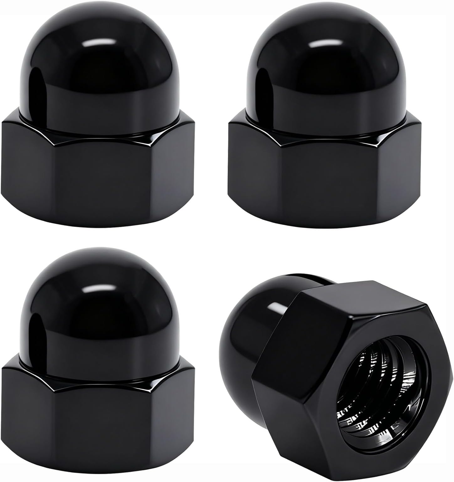 SINGWAYS Black License Plate Retainer Nuts/Screws Compatible with Volvo XC90/ S60/ S40/ S90/ V60/ V90 (Screws onto Existing Stud) -Tall Dome Stainless Steel 18-8 (304) License Plate Screw Caps - 4 PCS